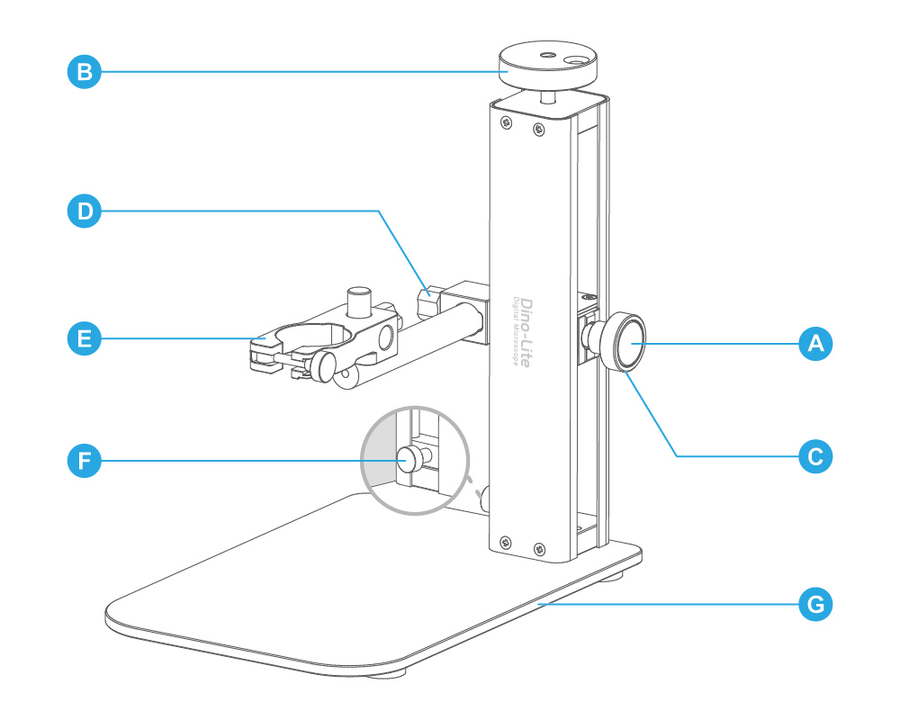 Dino-Lite professionellt stativ, förbättrad version av 43-RK-10A. Vårt bästa stativ som rekommenderas för alla högpresterande Dino-Lite mikroskop