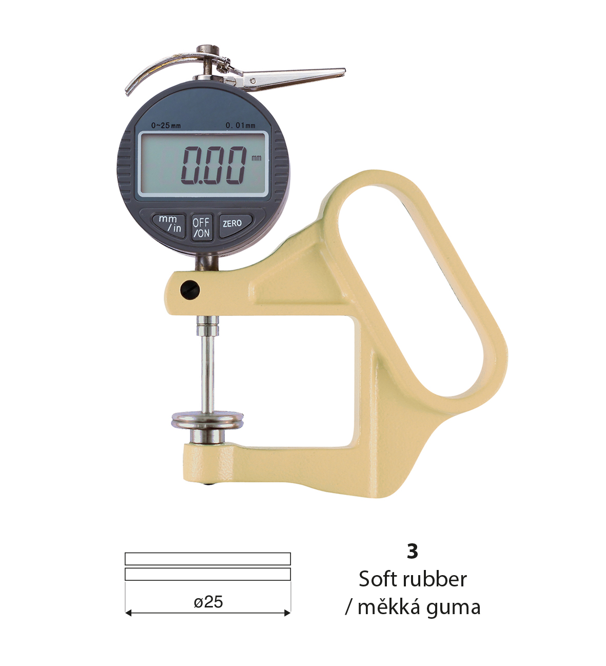 Dig.thickn.gauge 200mm/0-25mm