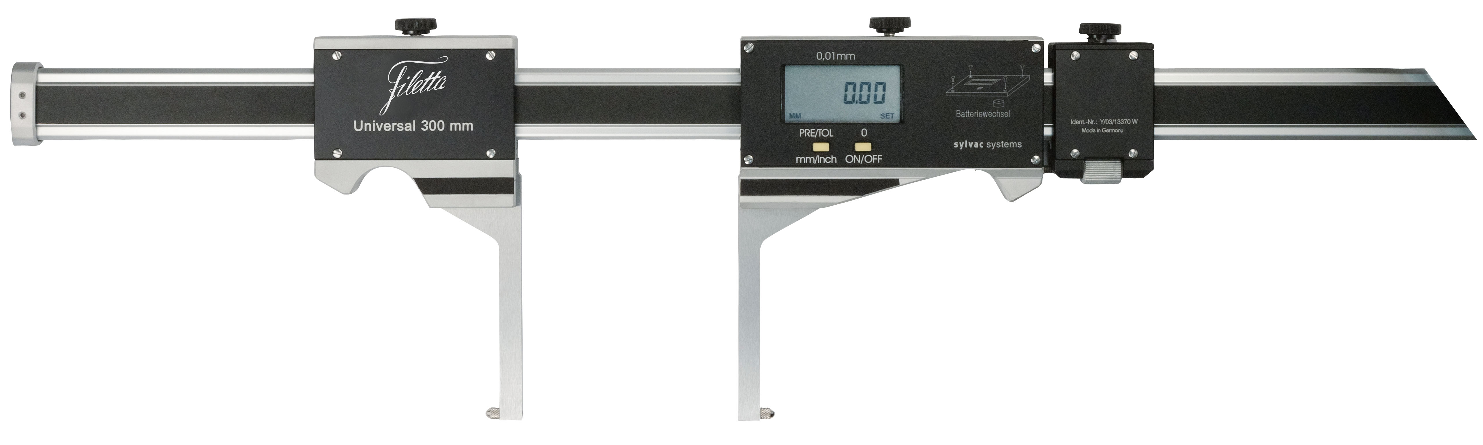 Universellt digitalt skjutmått med utbytbara mätspetsar