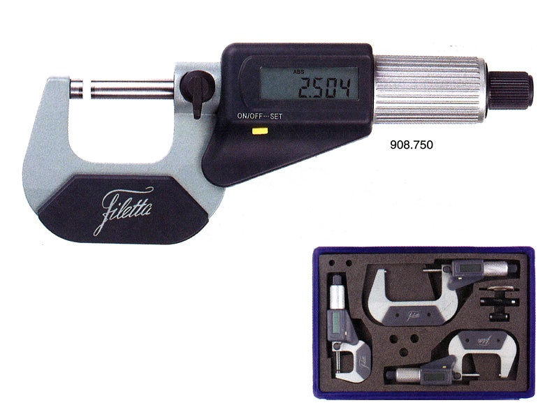 Set digitala mikrometrar omkopplingsbar mm/tum och ABS/INC