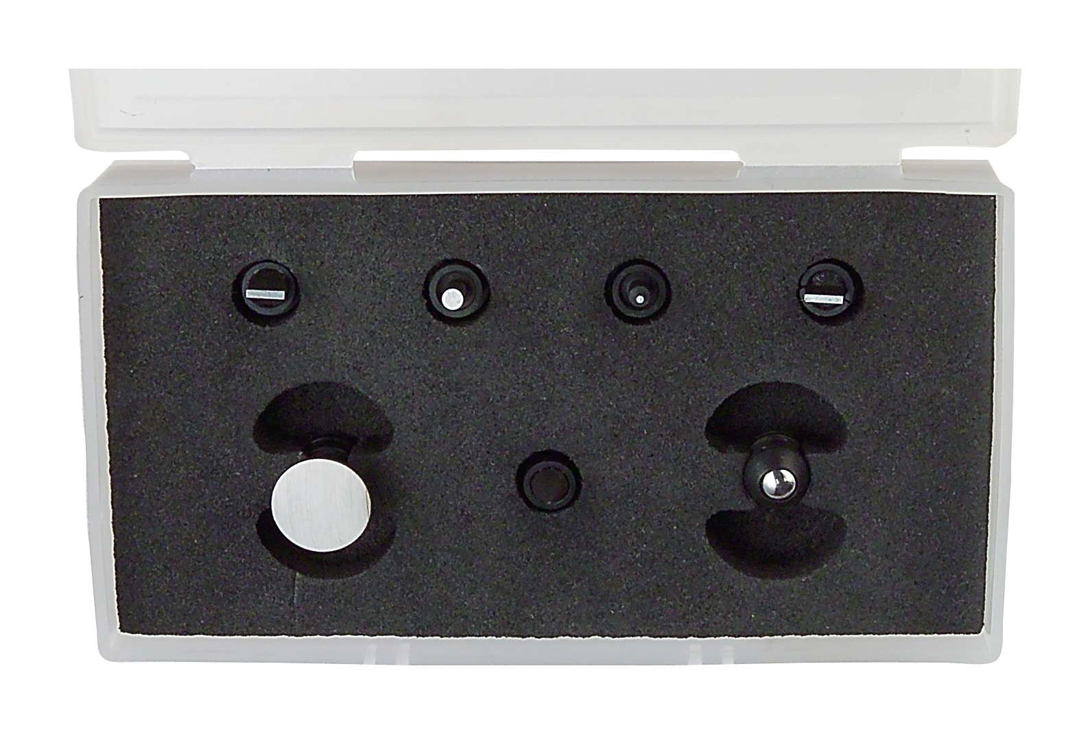 Set med olika städ och mätytor för mikrometrar, 7 st, passar spindlar på 6,5 mm