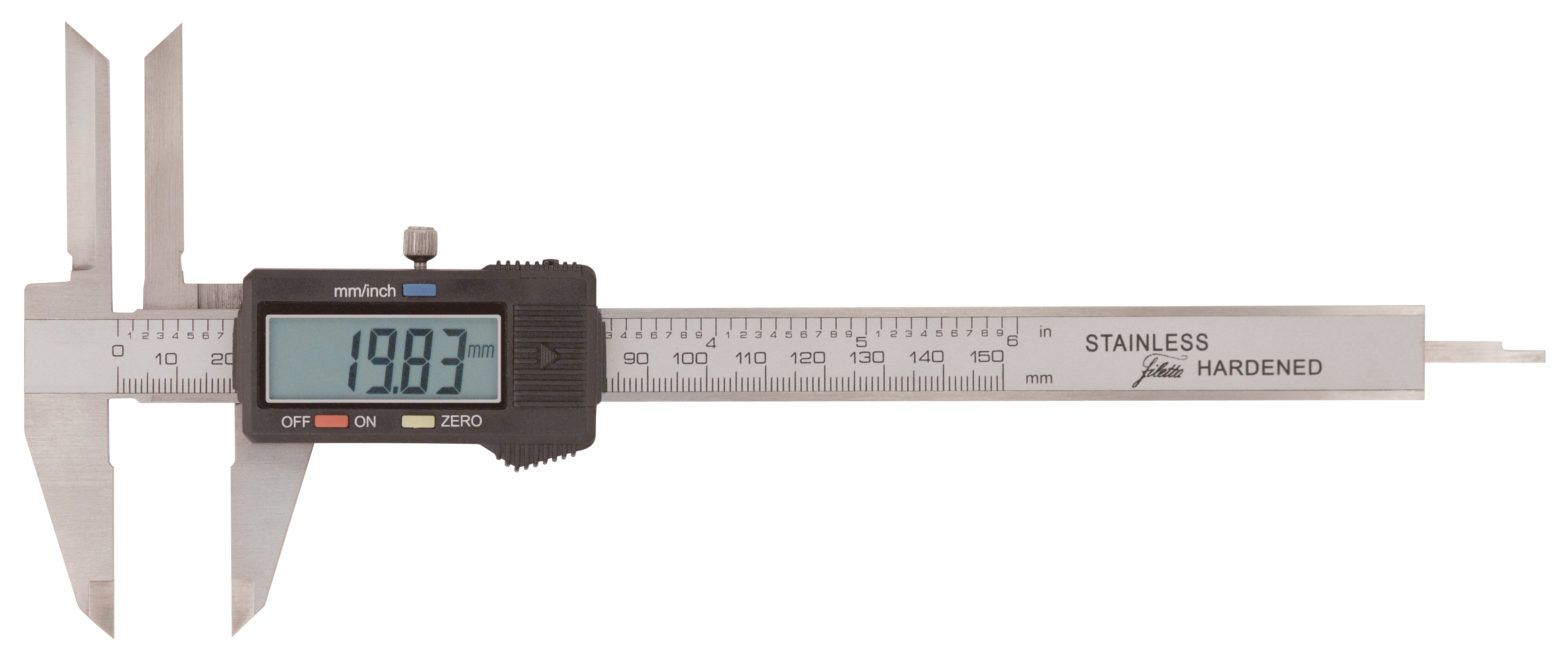 Digitalt skjutmått med extra långa bakre skänklar för invändiga mätningar