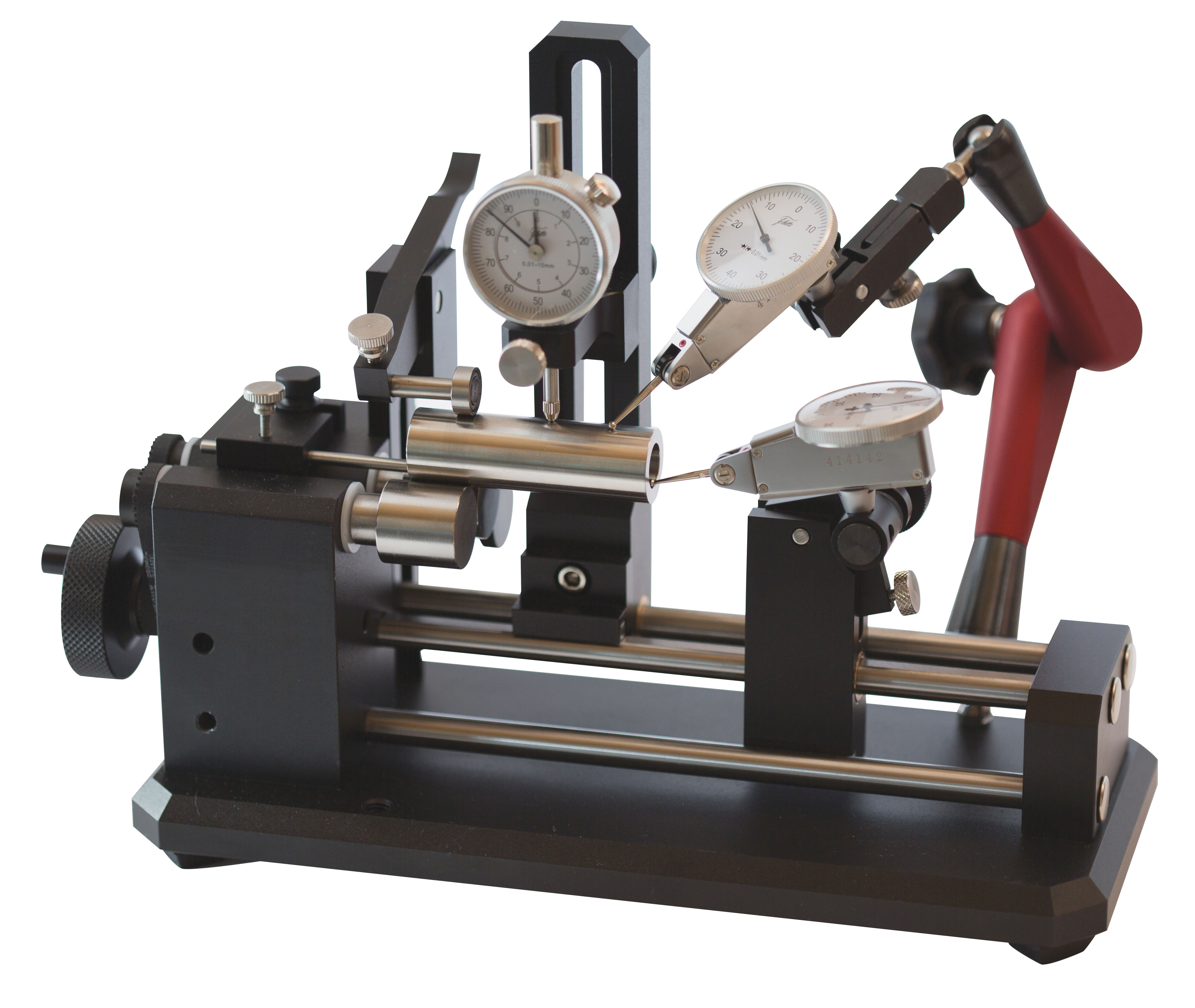 Mätbockar med spetsar med rulhjul och roterbart spännchuck